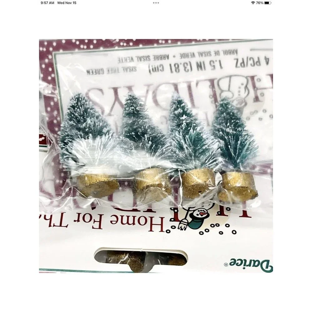 NIB Miniature Christmas RR Train Village Tree Flocked 20 Pc Lot 1 1/2” Crafts